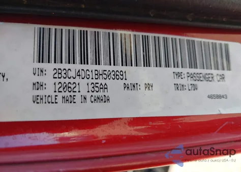 2011 Dodge Challenger z USA, uszkodzony, nr VIN 2B3CJ4DG1BH503691